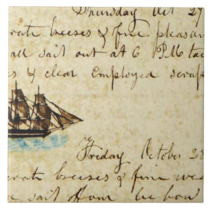 Nantucket Whaling Ship Log 1841 Ceramic Tile