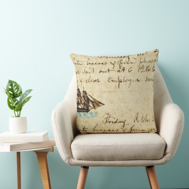 Nantucket Whaling Ship Log 1841 Cushion (Chair)