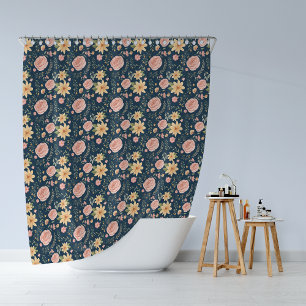 Nany Blue Elegant Vintage Wildflower Rose Pattern  Shower Curtain