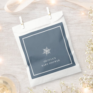 Nany Blue Modern Snowflake Baby Shower Favour Bag