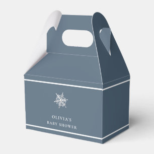 Nany Blue Modern Snowflake Baby Shower  Favour Box