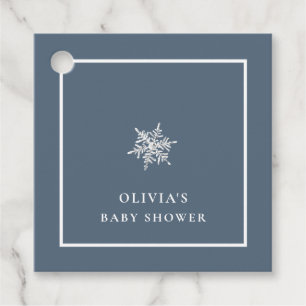 Nany Blue Modern Snowflake Baby Shower Favour Tags
