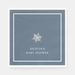 Nany Blue Modern Snowflake Baby Shower  Napkin