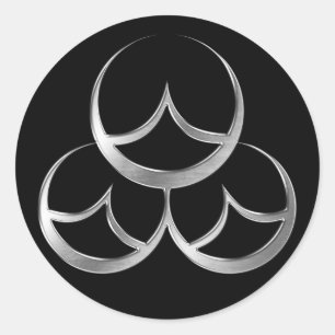 Naoe Clan Kamon Silver Chrome Classic Round Sticker