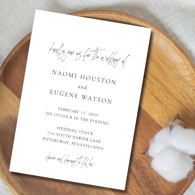 Naomi Black and White Typography Modern Wedding Invitation (Creator Uploaded)