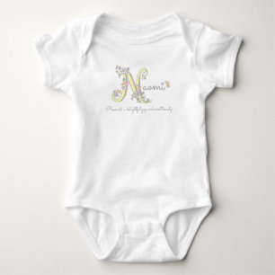 Naomi girls name meaning N monogram baby clothing Baby Bodysuit