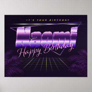 Naomi Name Vorname lila retro Poster Geburtstag