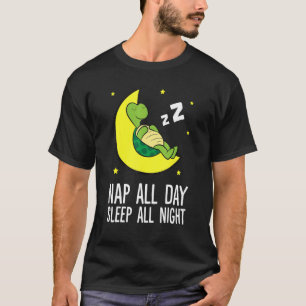 Nap All Day Sleep All Night Cute Sleeping Turtle T-Shirt