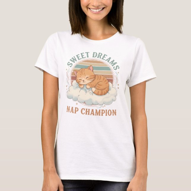  “Nap Champion” Funny Pastel Design T-Shirt (Front)