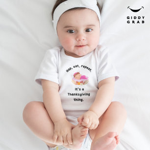 Nap, eat, repeat Funny Thanksgiving Holiday Quote  Baby Bodysuit