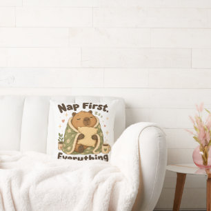 Nap First Cosy Capybara Kawaii Cushion