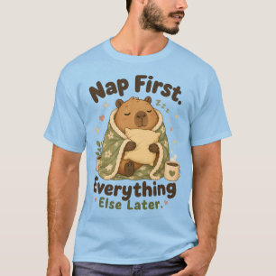 Nap First Cosy Capybara Kawaii T-Shirt