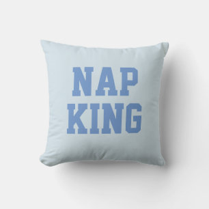 Nap King   Joke Humor Blue Throw Pillow
