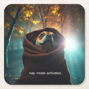 nap mode activated square paper coaster