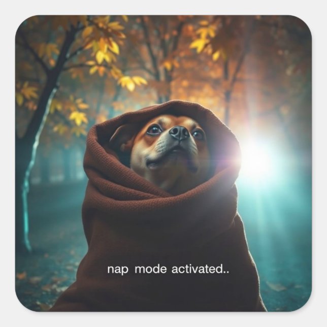 nap mode activated square sticker (Front)
