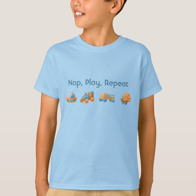 Nap Play Repeat Fun Toddler Quote T-Shirt (Front)
