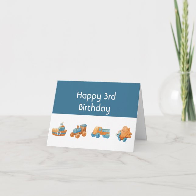 Nap Play Repeat Fun Toys Custom Year Birthday 3rd Card (Front)