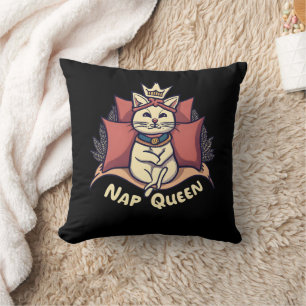 Nap Queen Cat - Sleeping Beauty Cat - Dreamy Cat Cushion