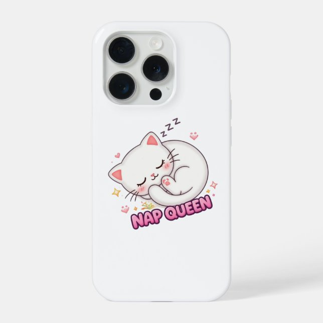 Nap Queen Cat Sticker | Cute Sleeping Cat iPhone Case (Back)