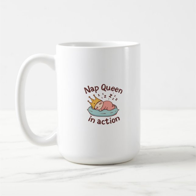Nap Queen in Action Baby Design Coffee Mug (Left)