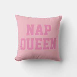 Nap Queen   Joke Humor Pink Throw Pillow