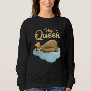 Nap Queen Sloth With Crown Cute Sloth Lover Sweatshirt