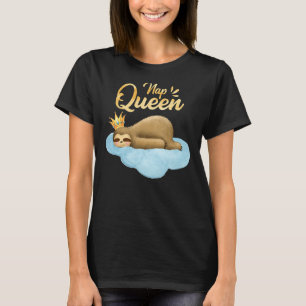 Nap Queen Sloth With Crown Cute Sloth T-Shirt
