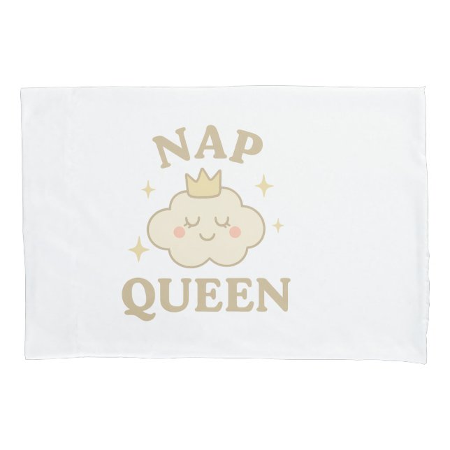 Nap Queen White Baby Pillow – Cloud Design Nursery Pillowcase (Front)
