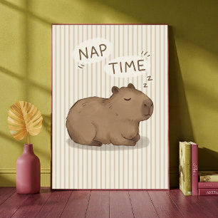 Nap Time Cute Capybara Animal Neutral Nursery Art Poster