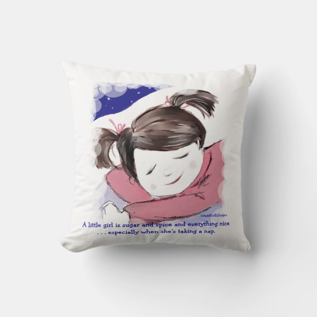 Nap Time-Little Girl-Funny Saying Cushion (Front)
