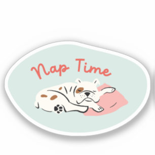 "Nap Time" sleeping bulldog mint-green retro