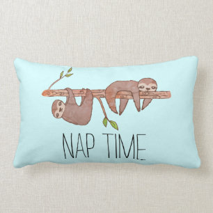 Nap Time Sleepy Lazy Sloth Drawing Pillow