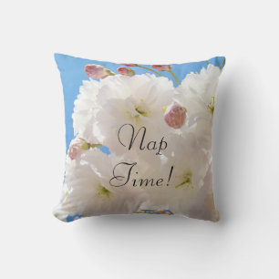 Nap Time! Throw Pillows Fluffy Blossoms Flowers