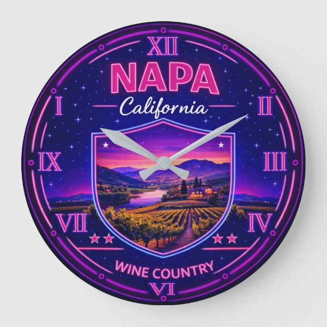 Napa California Vineyard  Large Clock (Front)