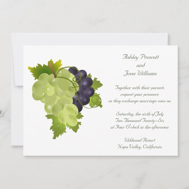 Napa Grapes Wedding Invitation (Front)