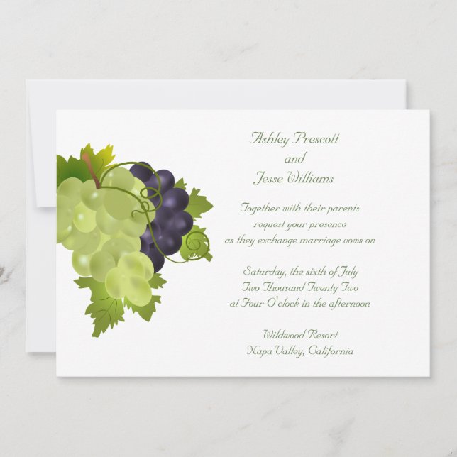 Napa Grapes Wedding Invitation (Front)