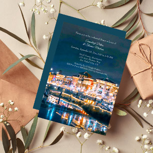 Napa Riverfront at Night Wedding Rehearsal Dinner Invitation
