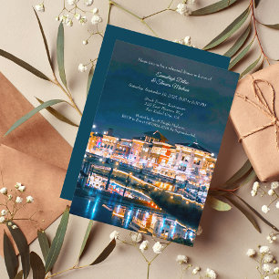 Napa Riverfront at Night Wedding Rehearsal Dinner Invitation