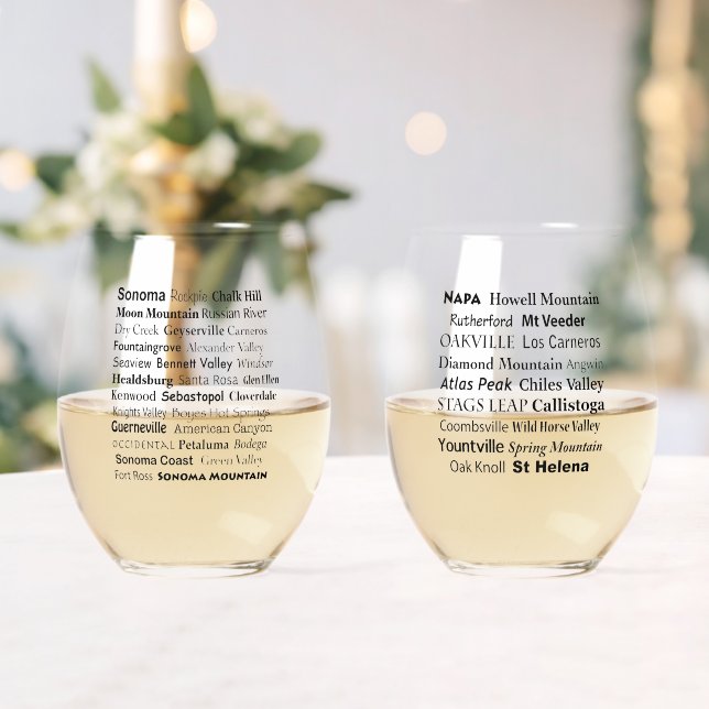 Napa & Sonoma Stemless Wine Glass Set (Insitu (Wedding))