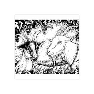 NAPA VALLEY ALPINE KID & BILLY GOAT, GRAPE ARBOR RUBBER STAMP