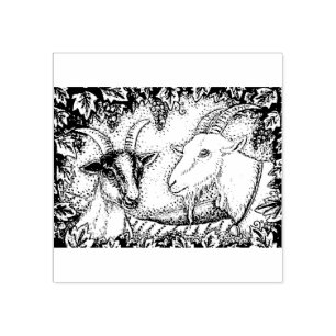 NAPA VALLEY ALPINE KID & BILLY GOAT, GRAPE ARBOR RUBBER STAMP