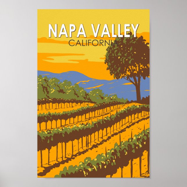 Napa Valley California Travel Art Vintage Poster (Front)
