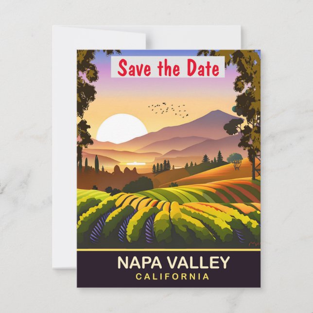 Napa Valley, California, Travel Postcard,  Save The Date (Front)