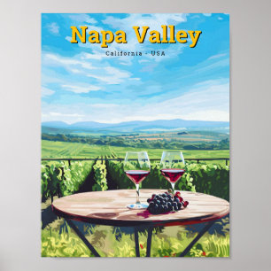 Napa Valley California USA Art Vintage Travel  Poster