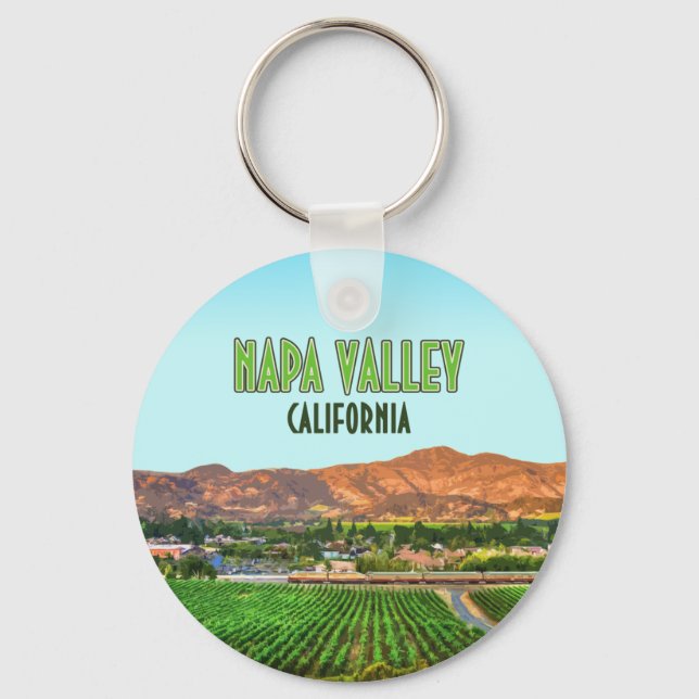 Napa Valley California Vineyard Vintage Key Ring (Front)