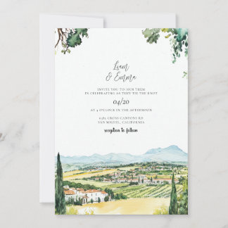Napa Valley California Watercolor Wedding Invitation