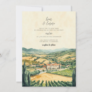 Napa Valley California Watercolor Wedding Invitation