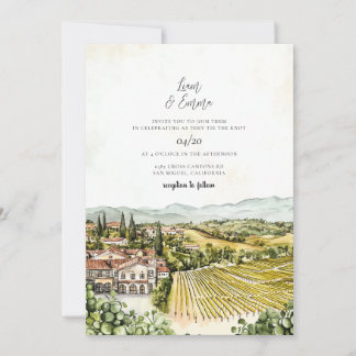 Napa Valley California Watercolor Wedding Invitation