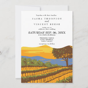 Napa Valley California Wedding Invitation Retro