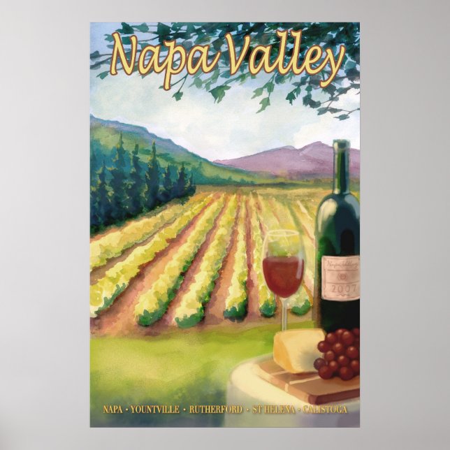Napa Valley, California Wine Country Travel Poster (Front)